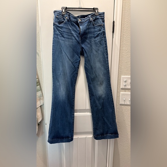 7 For All Mankind Indigo Wide Leg Jeans DOJO - Picture 2 of 2